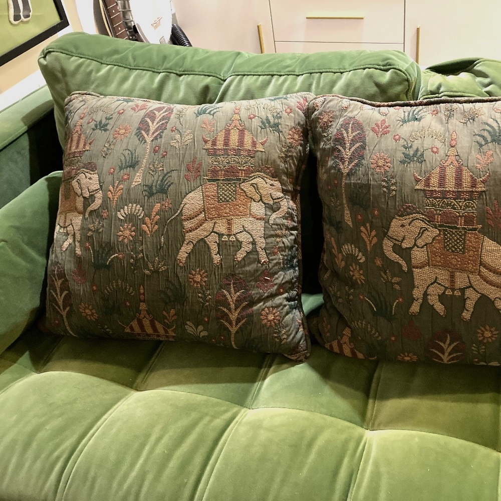 Boho Eclectic Brocade Elephant Accent Pillows
